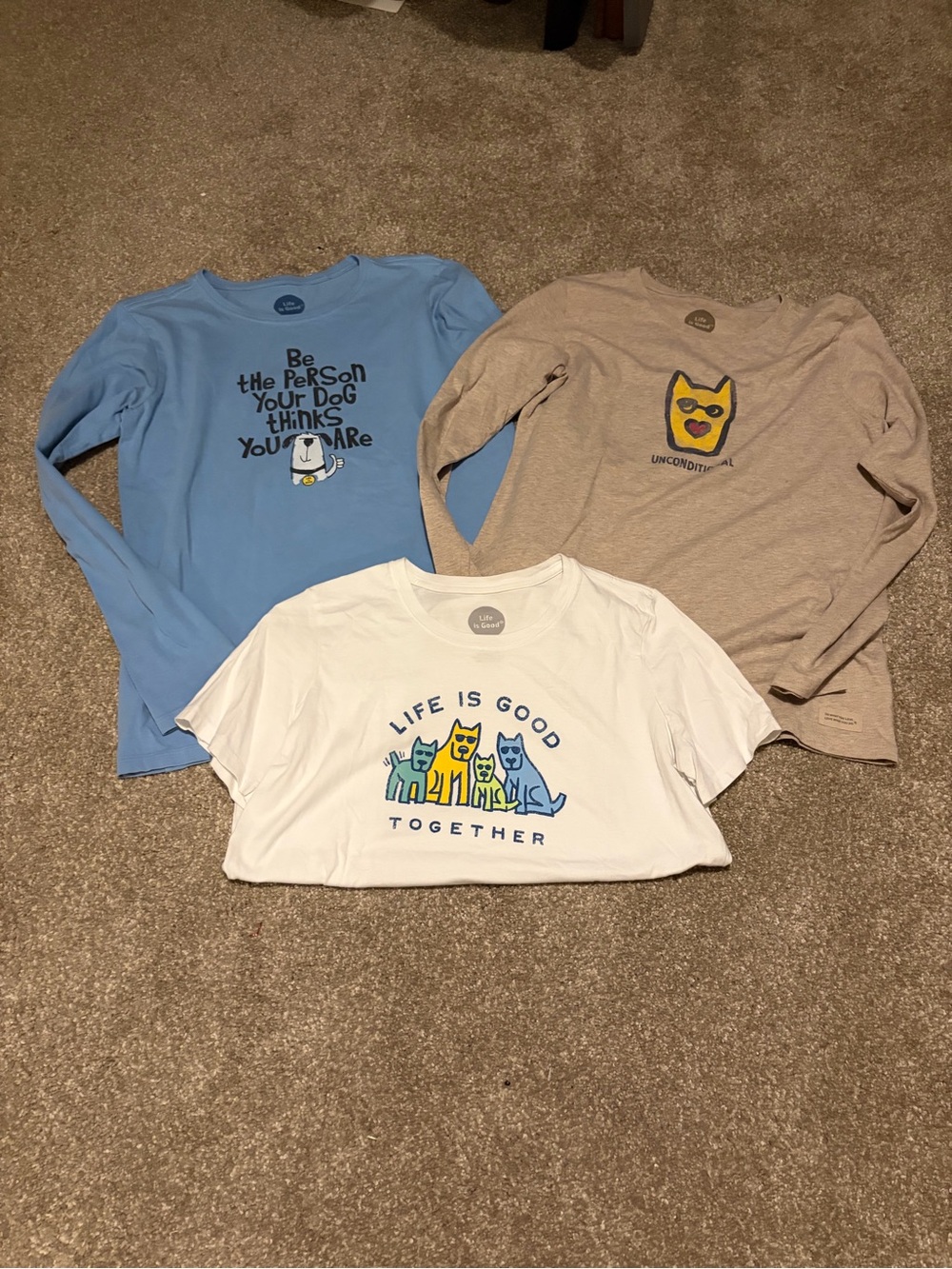 Life Is Good Women's lot of 3 Dog Shirts